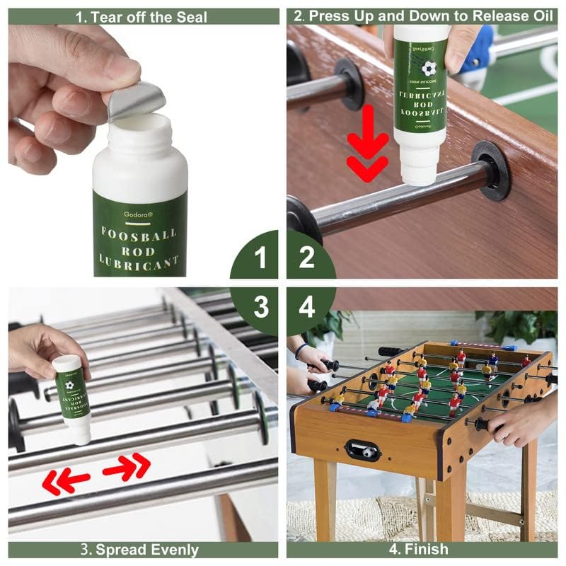 100% Pure Silicone Foosball Rod Lubricant for Sports Arcade Soccer Game Accessories, Foosball Rod Lubricant with Dauber Top Applicator, Easy-to-use