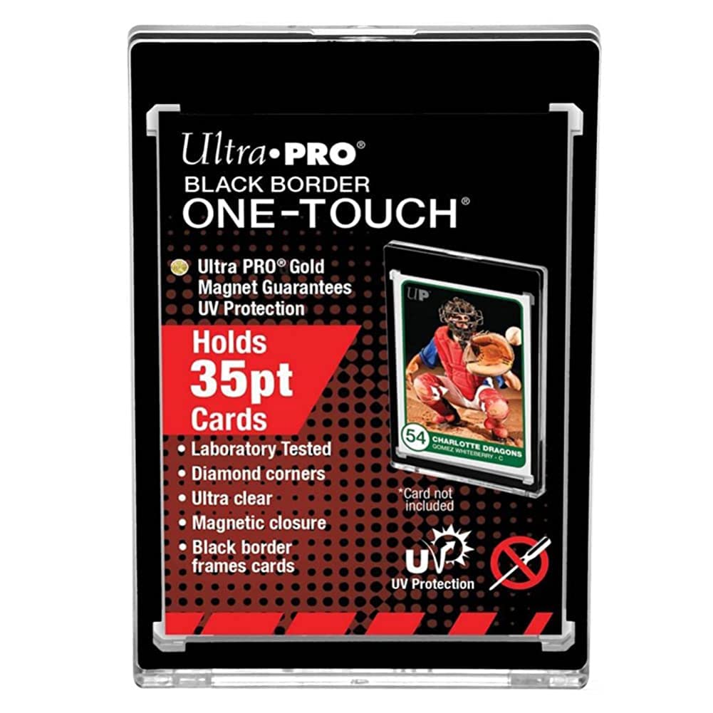 Ultra PRO ONE?Touch Magnetic Card Holder 35pt Black Border with UV Protection - 5 Pack Premium Trading Card Display Cases