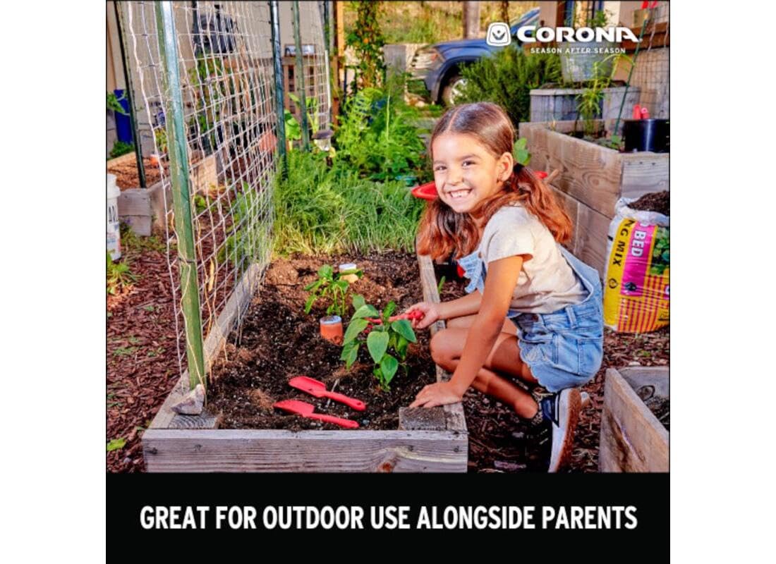 Corona Tools Kids Garden Tool Set, 3-Piece Gardening Tools for Children Ages 4+, Includes Trowel, Transplanter & Cultivator, Durable Lightweight