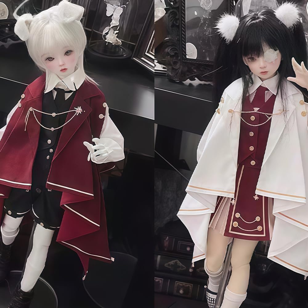 niannyyhouse BJD Doll Clothes for 1/4 Ball Jointed Dolls, Magic Robe Set Suitable for Girls and Boys, Action Figure Dress Up Accessories (Red+Black