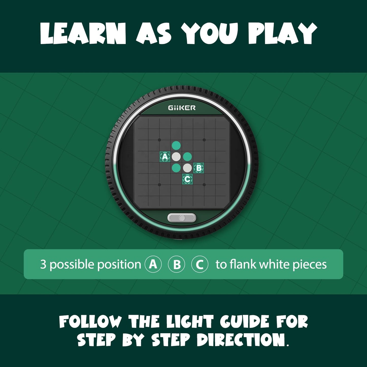 GiiKER Super Reversi - Electronic Strategy Board Game with AI Opponent, Smart Handheld Logic Puzzle & Brain Teaser for Kids and Adults, Portable