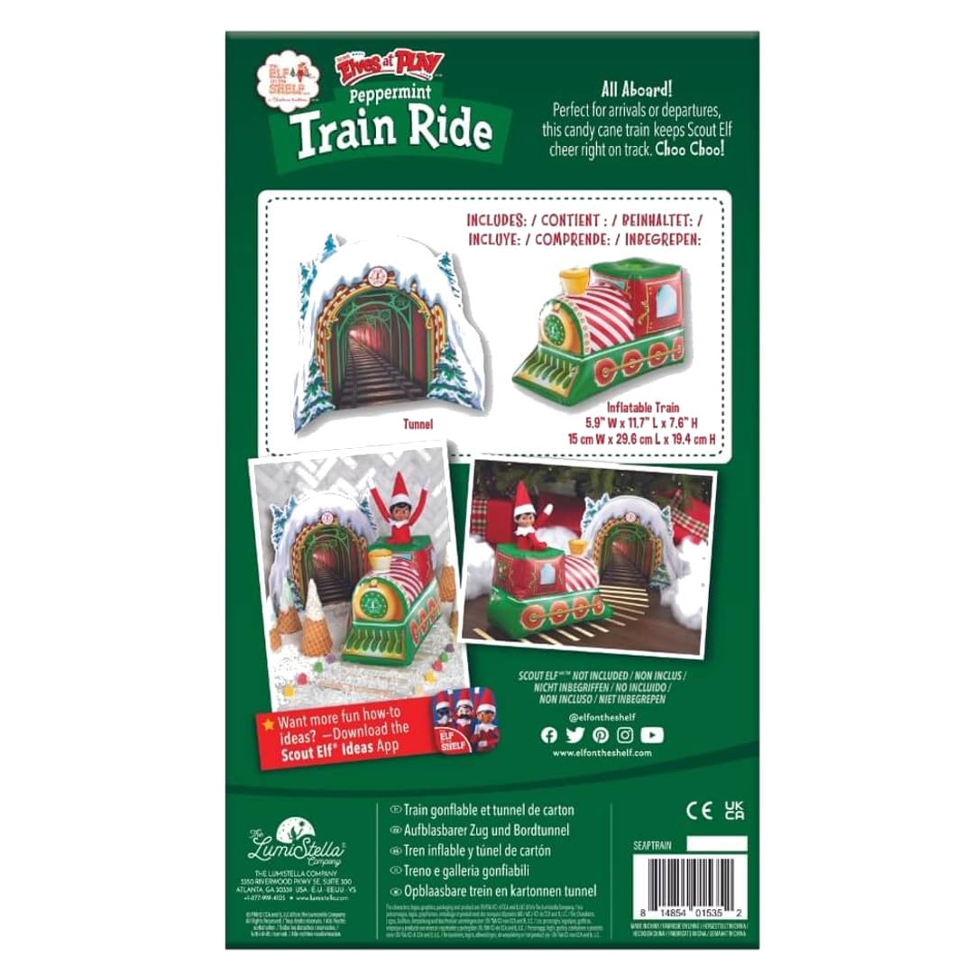 The Elf on the Shelf Peppermint Train Ride - Exclusive Inflatable Train Accessory for Your Scout Elf - Colorful Holiday Adventures - Scout Elf Not