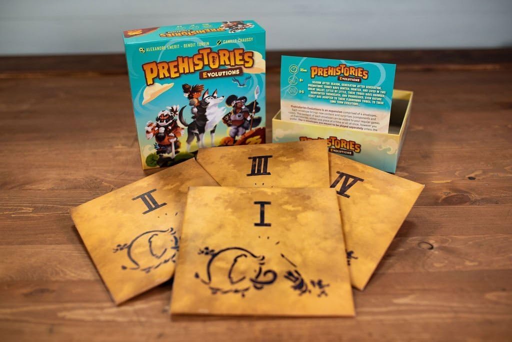 Prehistories Evolutions Expansion, New Skilled Hunters, Legacy Style Story Family Board Game - 25th Century Games