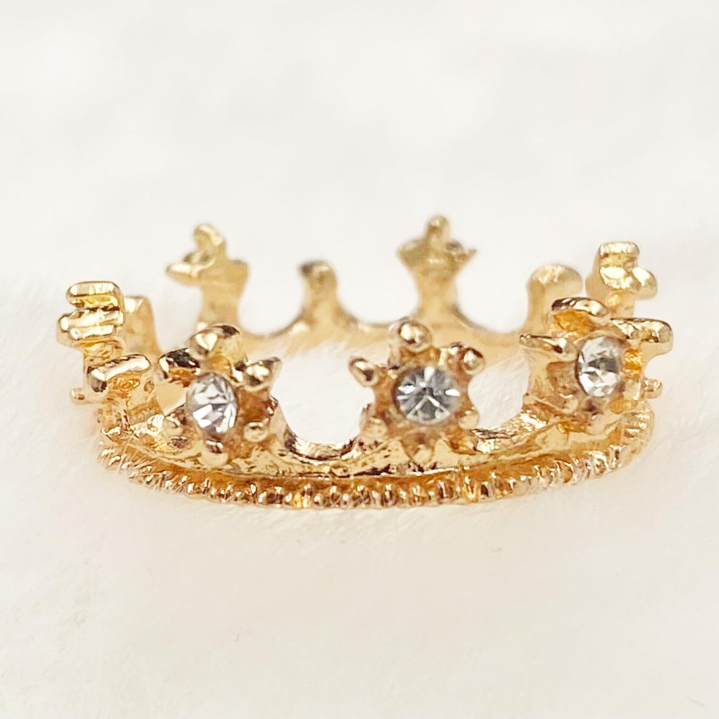 Miniature Gold Crown, Dollhouse Tiny Miniature Crown, with Diamond Rhinestones, Fairy Crown, for Fairy Tale Garden, Dollhouse Miniature, Terrarium