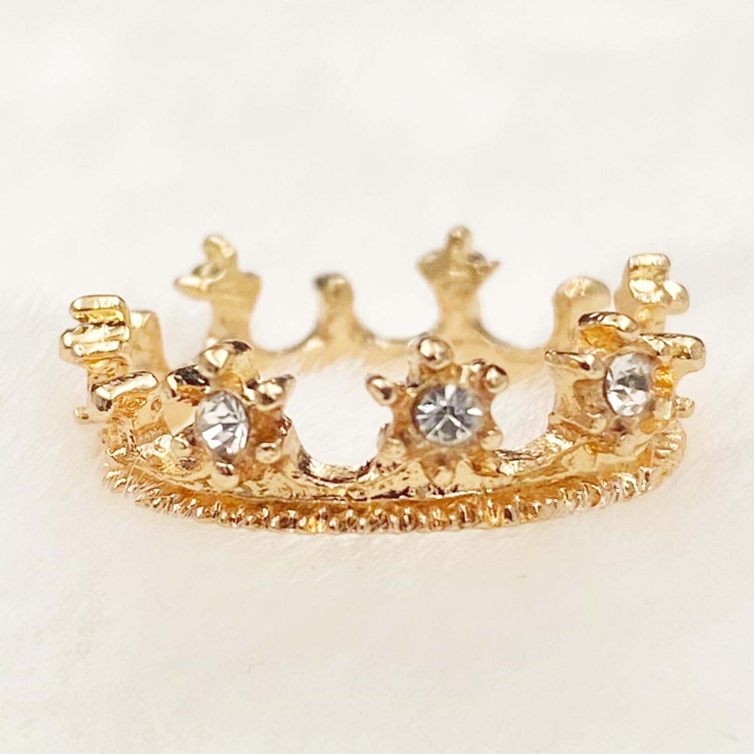 Miniature Gold Crown, Dollhouse Tiny Miniature Crown, with Diamond Rhinestones, Fairy Crown, for Fairy Tale Garden, Dollhouse Miniature, Terrarium