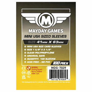 MayDay Games Mini USA Card Sleeves 41x63mm - Clear Polypropylene, 40 Micron, 400 Standard Board Game Card Sleeves- MDG-7039