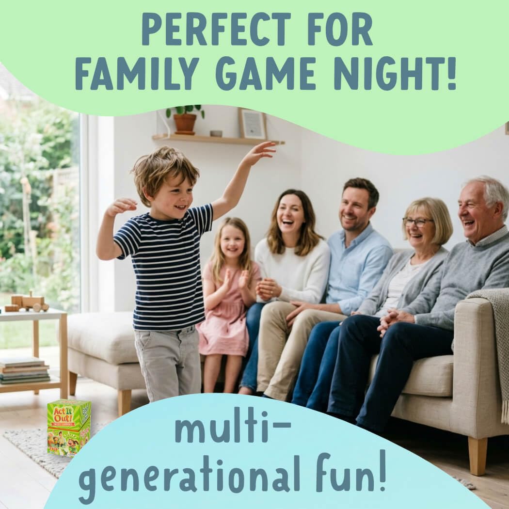 Charades for Kids & Family - Fun Acting Card Game for Family Game Night, No Reading Required & Cooperative Picture Charades Board Game, Ages 4 and Up
