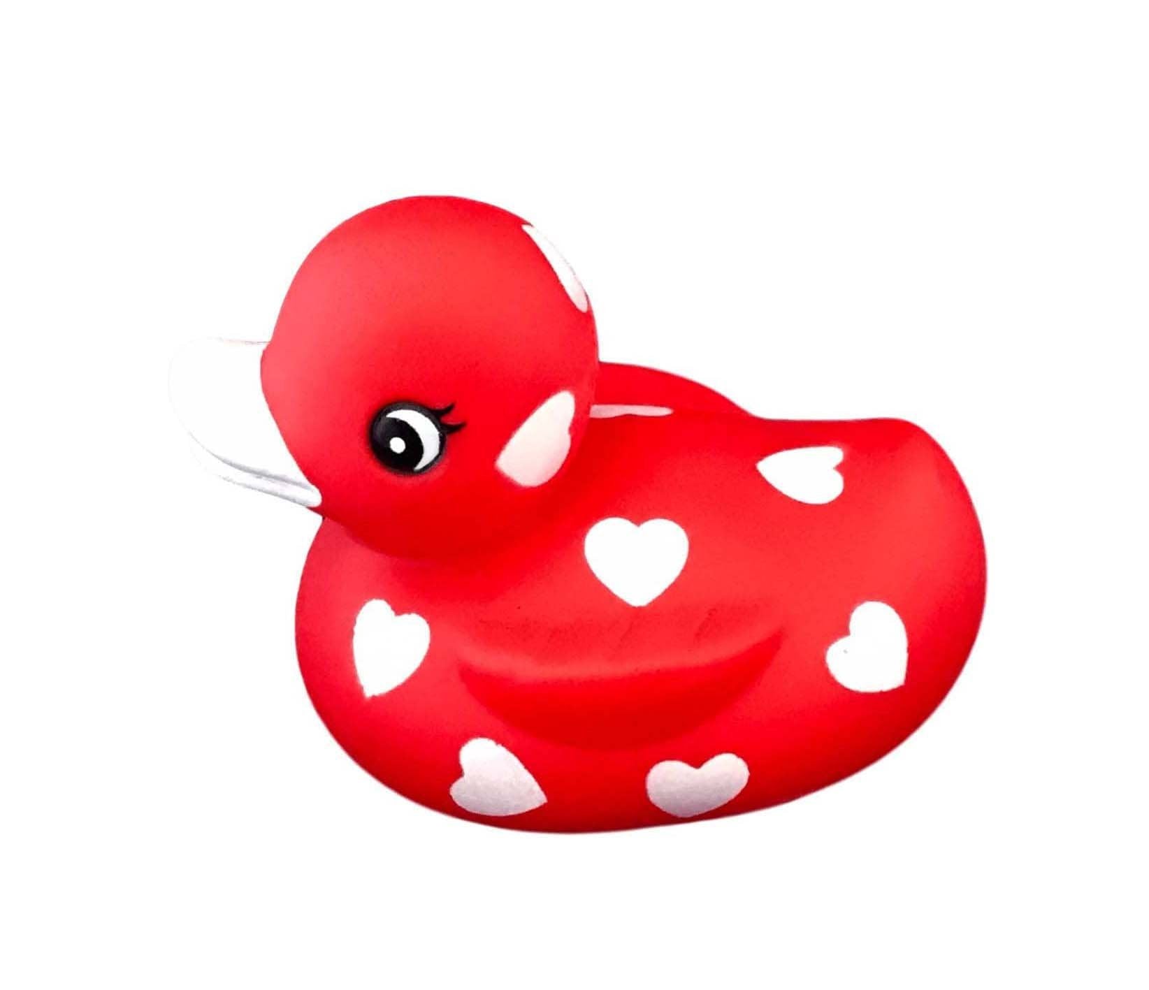 DUCKY CITY 3 Inch Valentines Rubber Duck [Squeaky, Floats Upright] | Heart Toddler Valentines Day Gift, Baby Safe Bath Toy | Jeep Ducks for Ducking