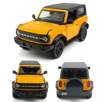 2-Door Bronco Badlands Model Car 1/36 Scale Diecast Toy Cars Metal Alloy Children’s Vehicles, Pull Back Doors Open, Black Rim, Mens Collection, Kids
