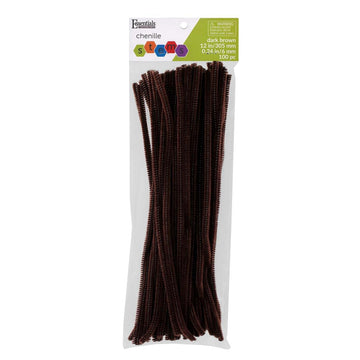 Essentials By Leisure Arts Chenille Stems Dark Brown, 12 Inch 6mm, Bendable Craft Pipe Cleaners for DIY Projects, Dolls, Ornaments, Jewelry,