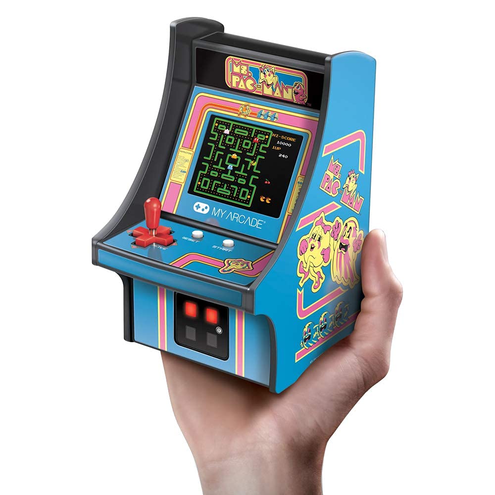 My Arcade Micro Player Mini Arcade: Ms. Pac-Man Video Game, Fully Playable, 6.75 Inch Collectible, Color Display, Speaker, Volume Buttons, Headphone