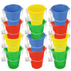 ArtCreativity 6 Inch Mini Plastic Beach Bucket and Shovel Set - Pack of 12 - Assorted Colors Buckets and White Shovels - Summer Beach Toys - Practical