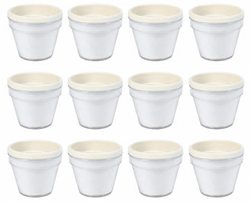 Fun Express DIY Flower Pots Bulk Craft Kit for Kids - 12 White Plastic Paint Plant Pots with Paper Inserts | Educational Toys for Painting Activities