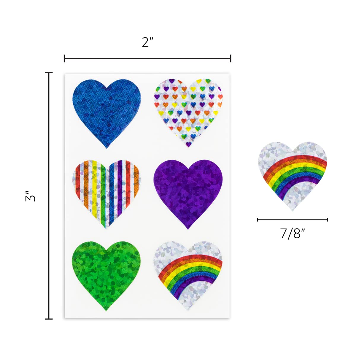 Hygloss Products, Inc Holographic Heart Stickers, 36 Sheets