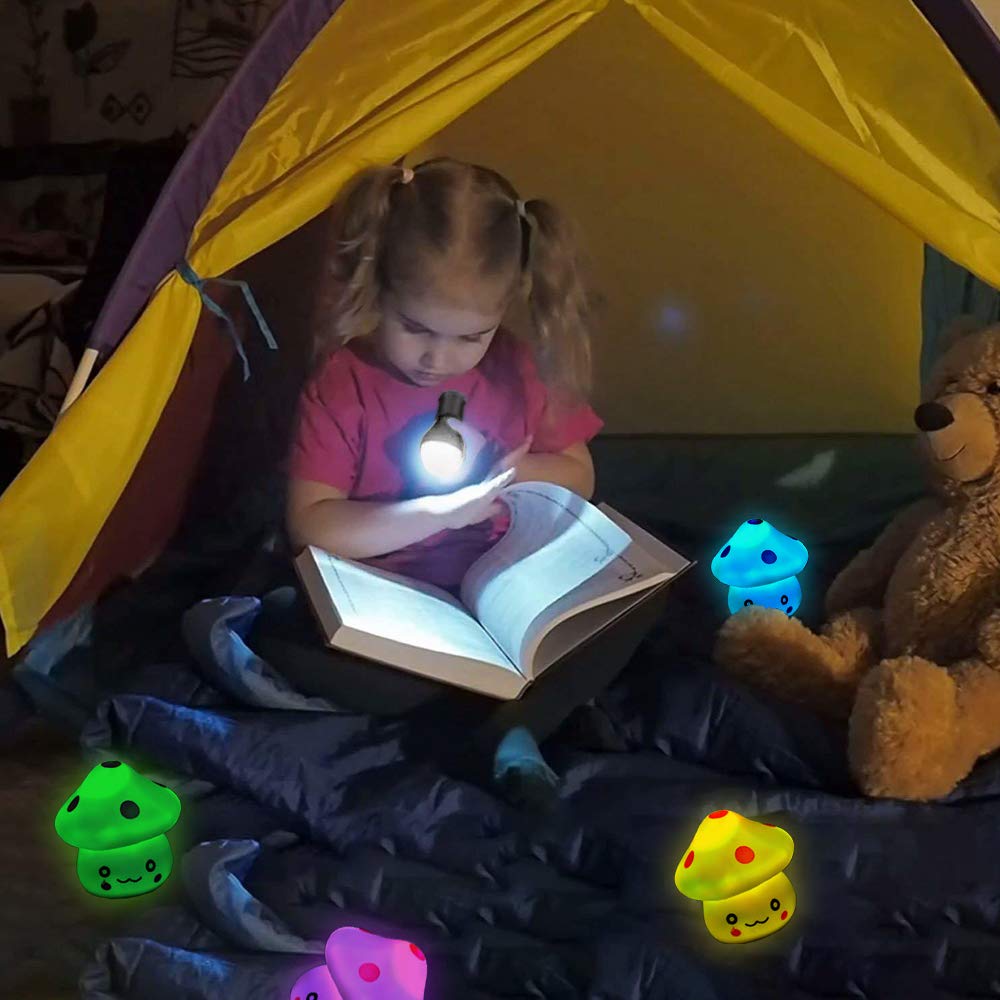TornadoZ LED Light Up Color Changing Mushroom Toy (8 Pcs) | Multi-Color Flashing LED Night Light Lamp | Cute & Fun Creative Kids Toy | Home, Birthday