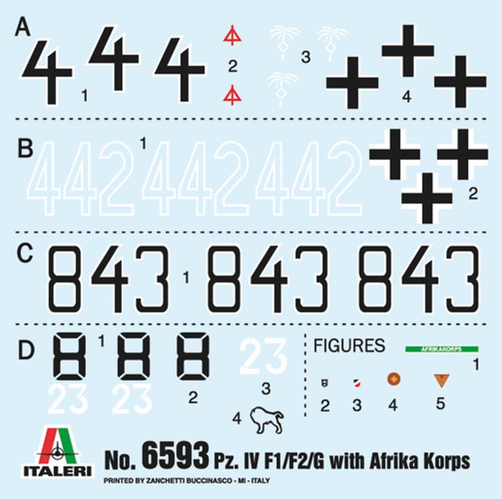 Italeri -6593 Pcs. Kpfw. IV F1/F2/G El Alamein, 1:35 Scale, Model Kit, Plastic Model to Mount, Modeling, Multicoloured, IT6593