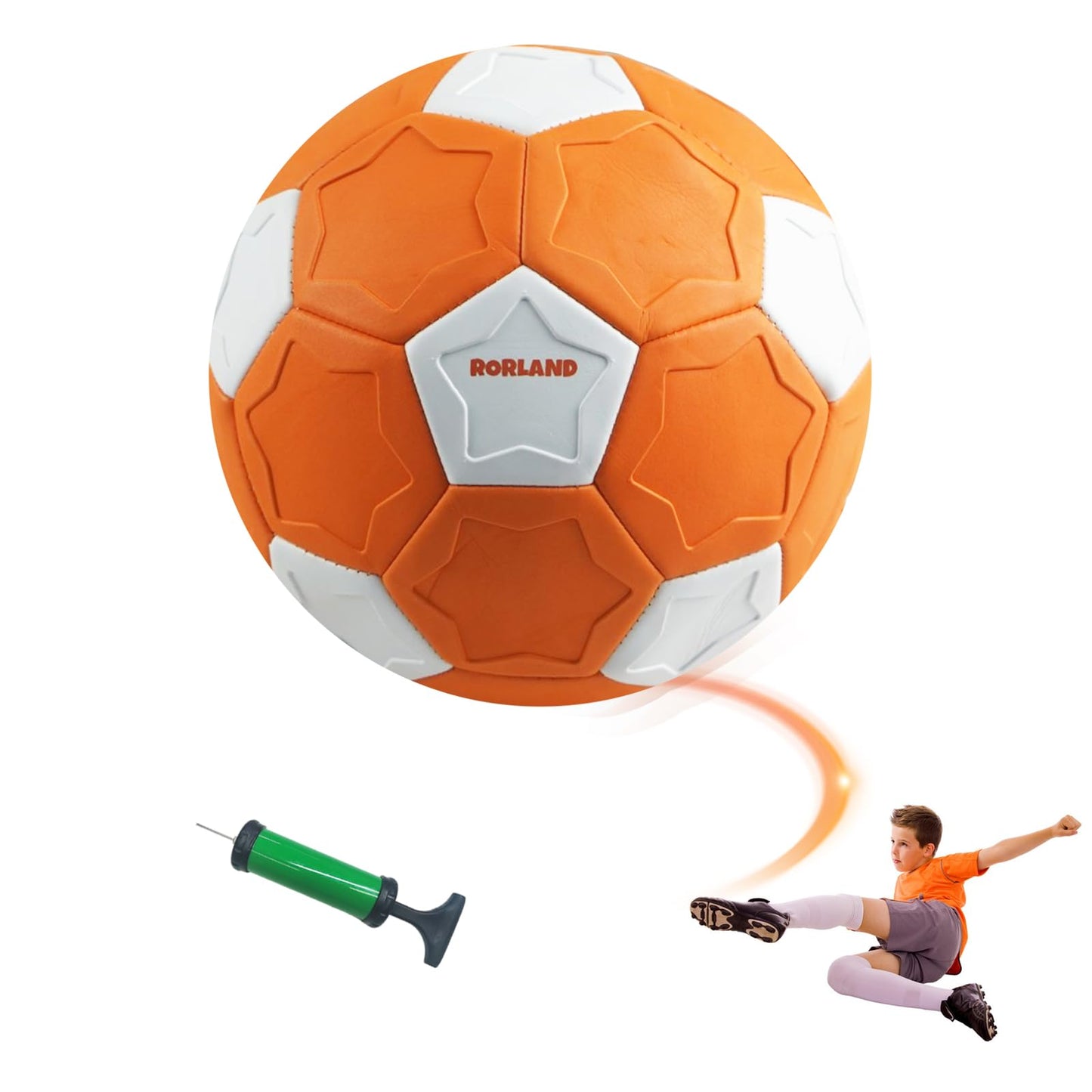RORLAND Swerve and Curve Size 4 Soccer Ball,Soccer Training Ball with Special Panels to Play, Outdoor Indoor Activities Games, Kids Fun Football