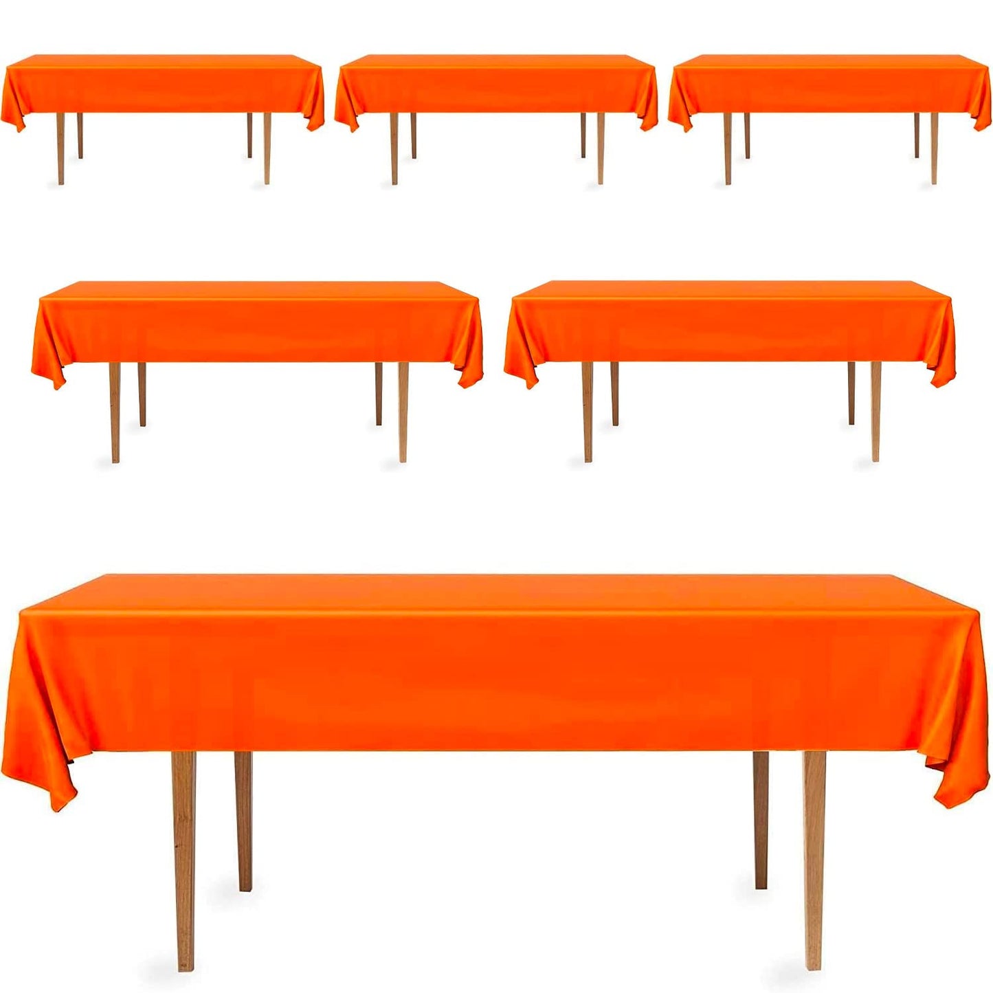 DecorRack 6 Pack Orange Plastic Tablecloths (Rectangular 54x108 in)