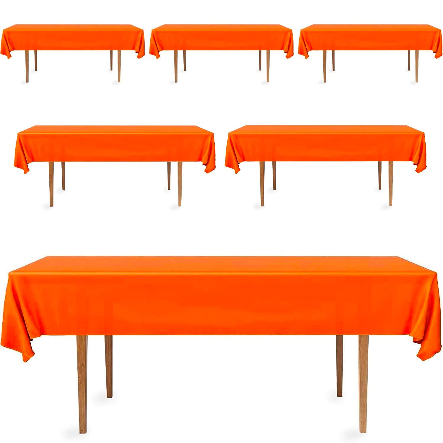 DecorRack 6 Pack Orange Plastic Tablecloths (Rectangular 54x108 in)