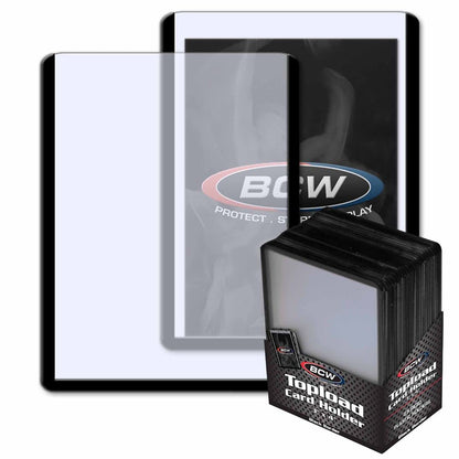 BCW 3x4 Topload Card Holder - Black Border | 25 Pack | Premium Quality Rigid PVC Protector for Standard Size Trading Cards | Card Holders for Sports