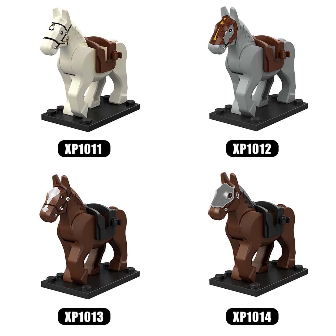 TopBrixx Custom War Horse Set, 10 Pcs Custom Horse Set for Minifigures, Compatible with Lego