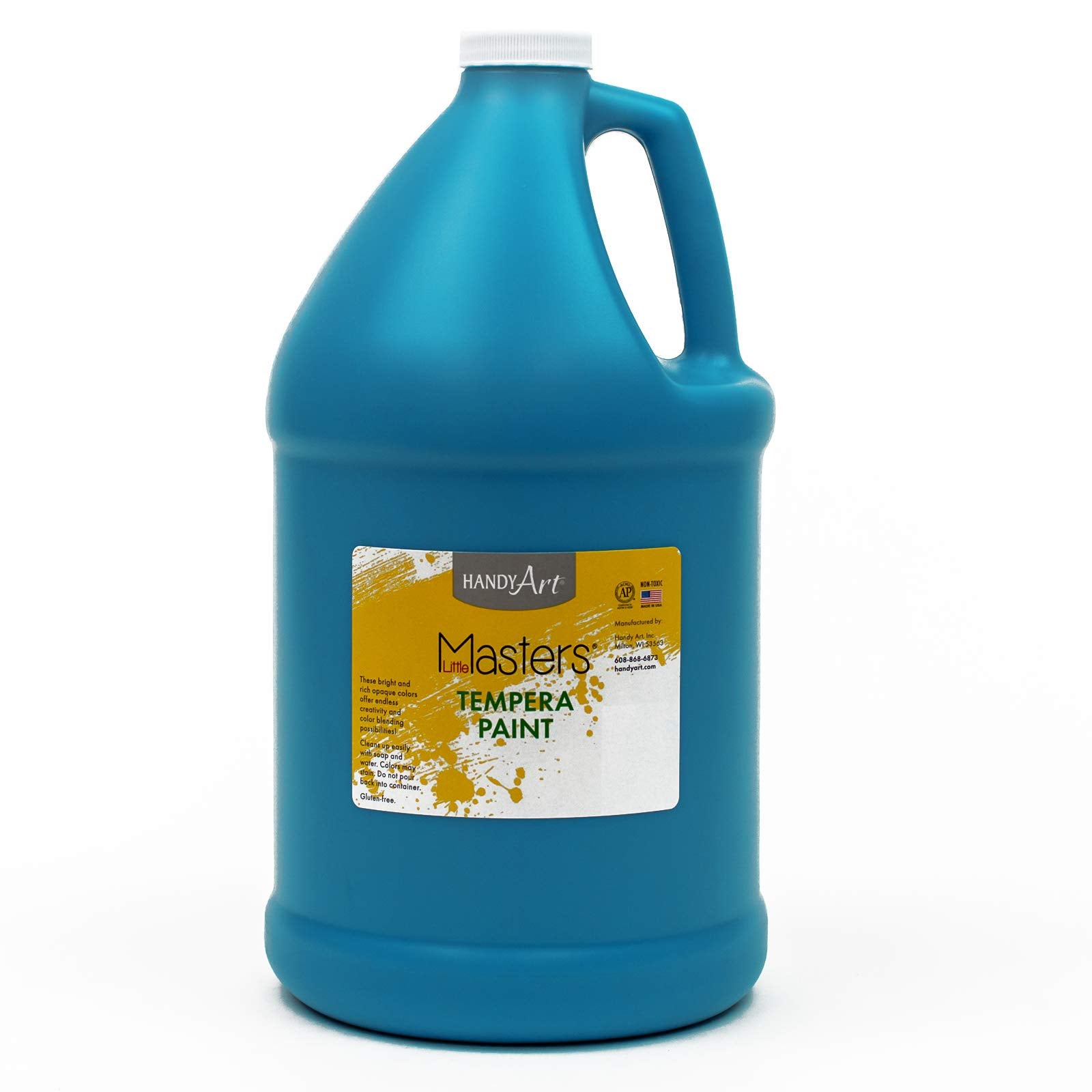 Handy Art Little Masters Tempera Paint, Turquoise, Gallon 128 oz Bottle, Bright & Mixable, High Opacity, Washable Colors for Classroom, Students