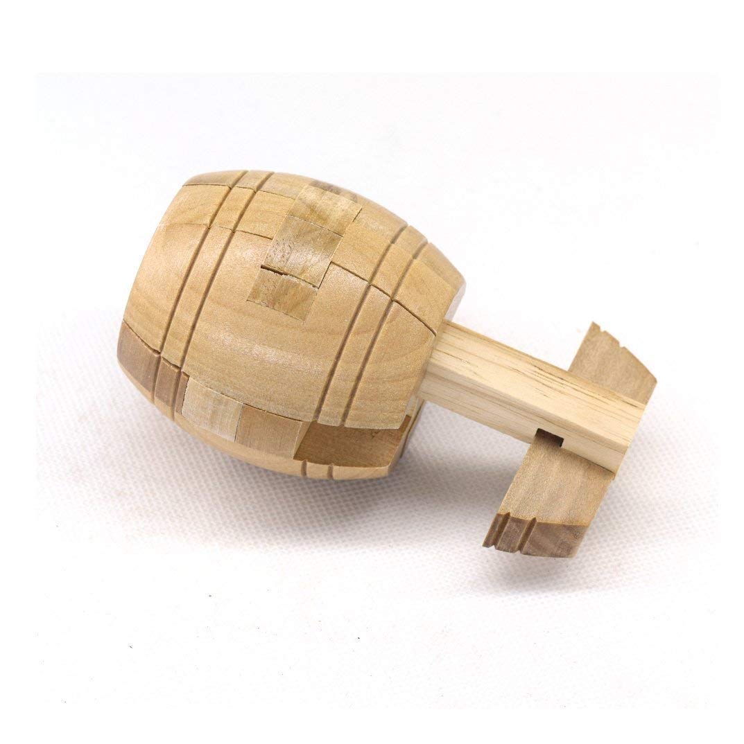 Handmade Powder Barrel Interlocking Wooden puzzle Brain Teaser Puzzles Lock Logic Puzzle Intellectual Removing Assembling Toy for Kids and Adults