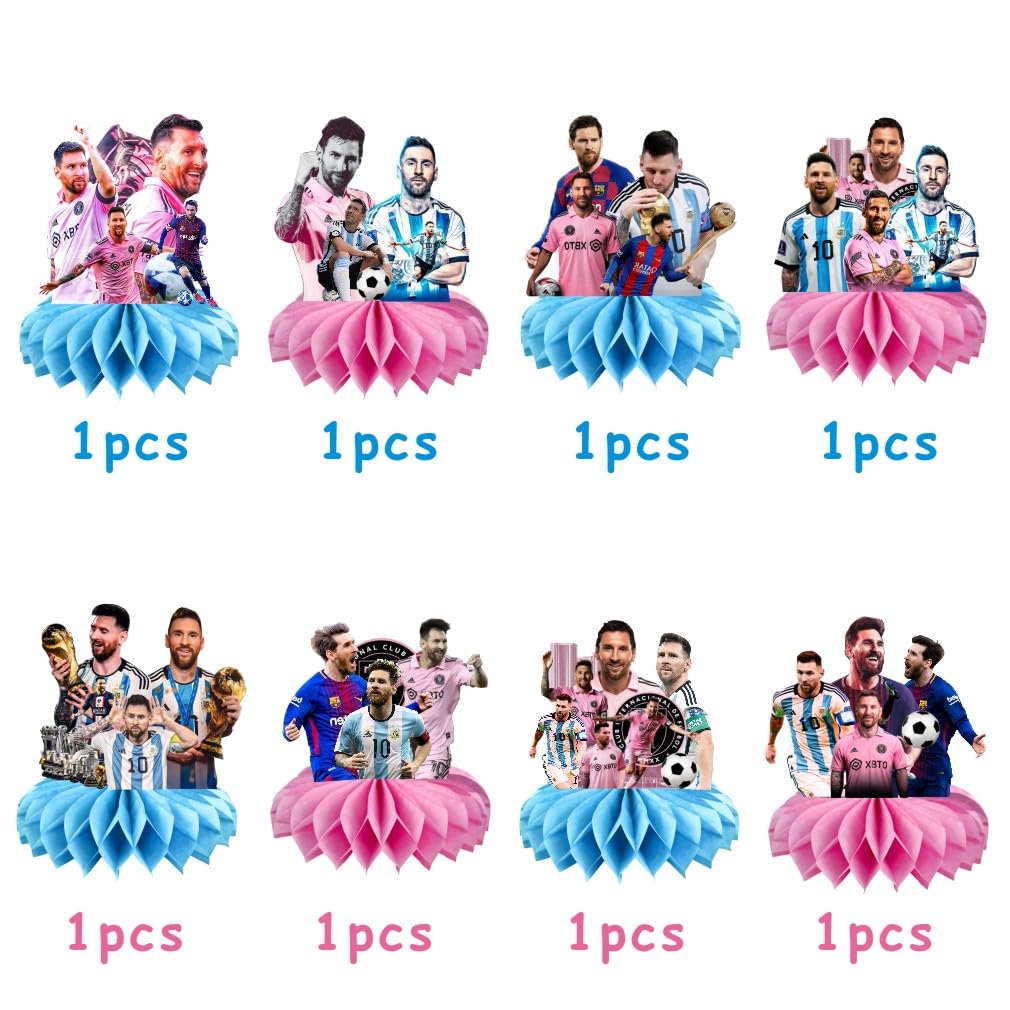 8Pcs Soccer Honeycomb Table Centerpiece Football Birthday Party Supplies Table Decorations for Kids Party Decorations