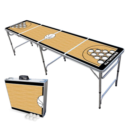 8-Foot Professional Beer Pong Table w/Cup Holes - Brooklyn Basketball Court