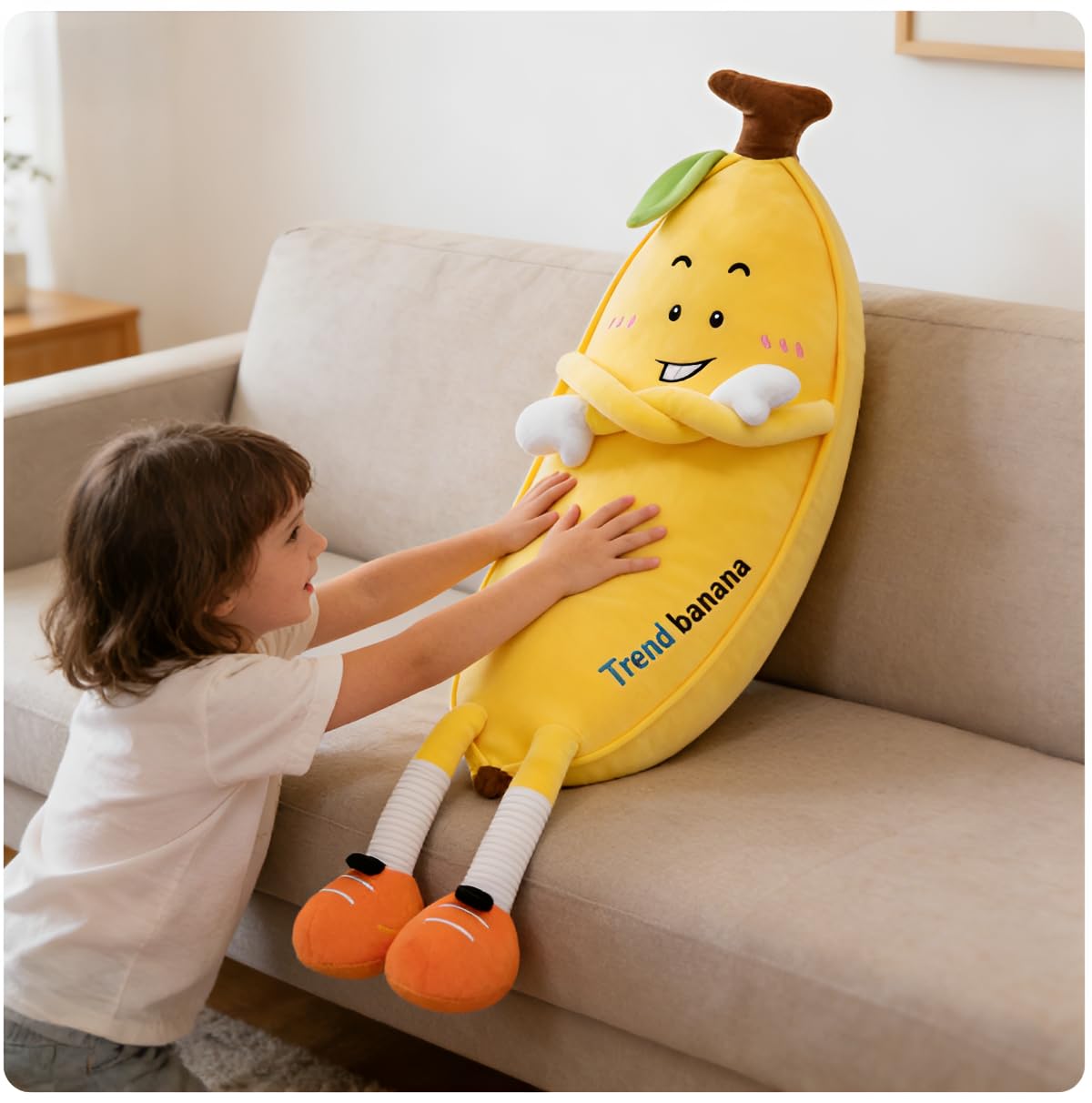 OPHRBU 31.5-inch Yellow Banana Plush Body Pillow Soft Hugging Toy for Kids