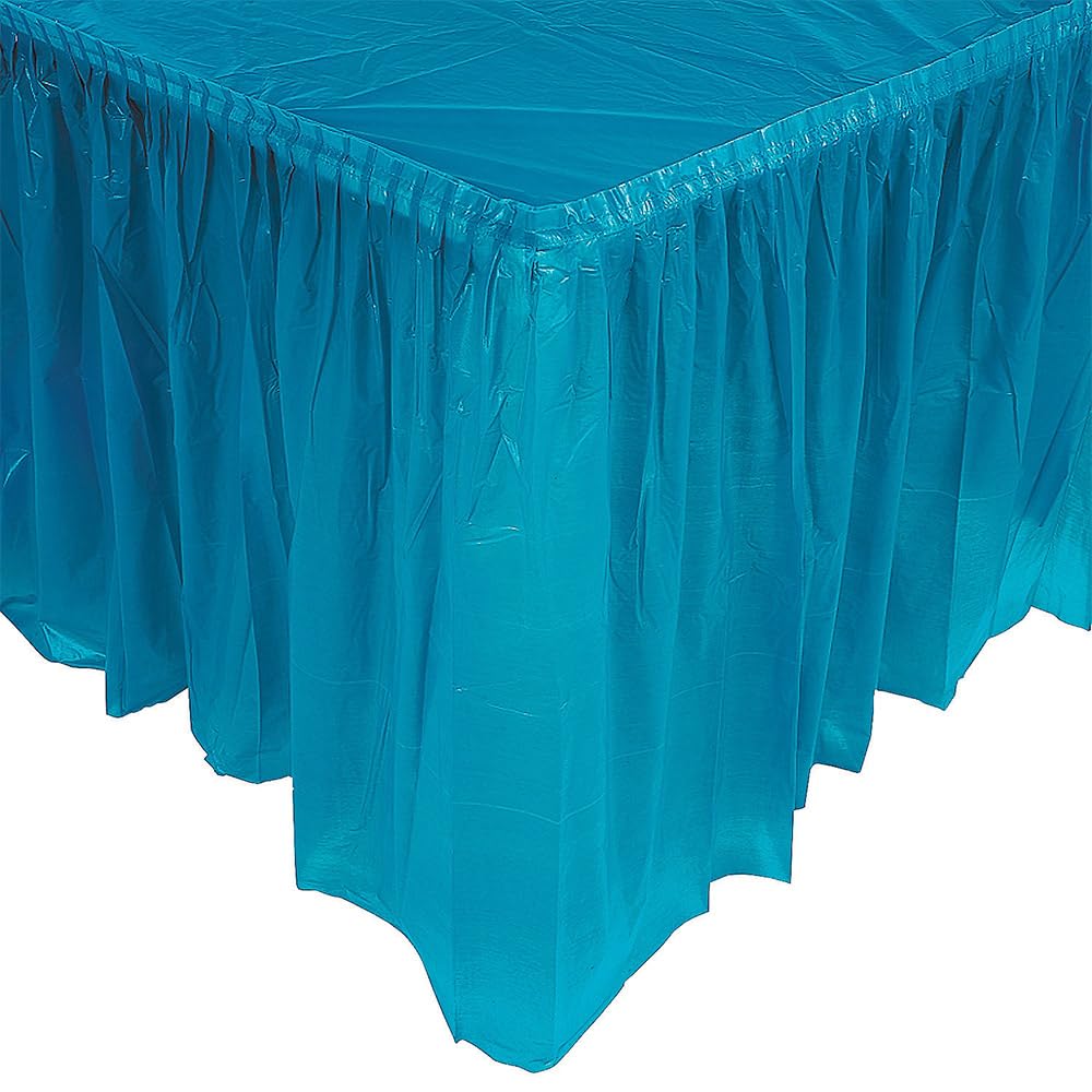 TURQUOISE PLASTIC TABLESKIRT - Party Supplies - 1 Piece