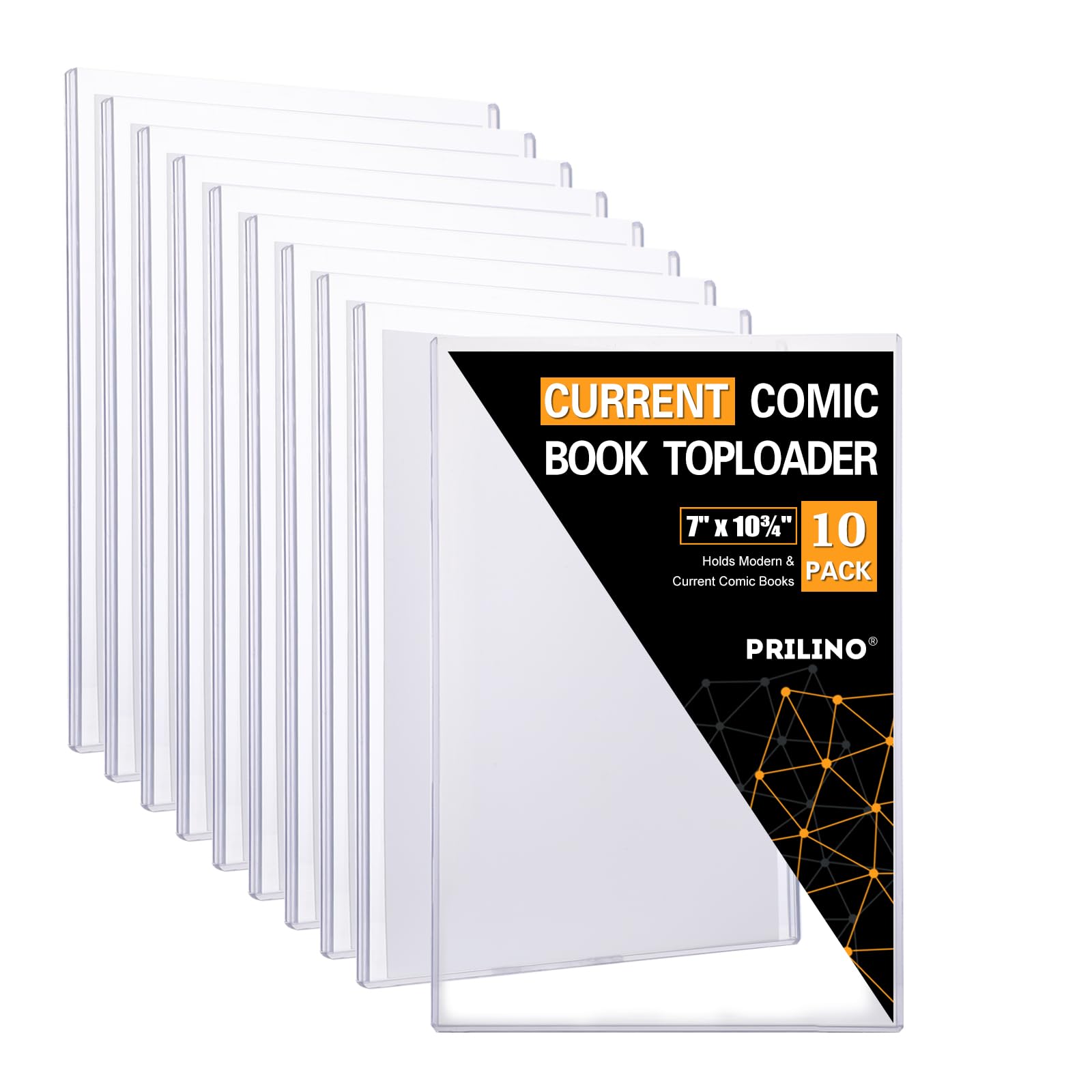10ct Current Comic Book Toploaders - Modern Comic Book Top loaders, Crystal Clear Regular Comic Book Topload, Premium PVC Comic Book Holder, Crystal