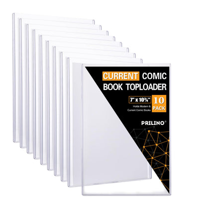 10ct Current Comic Book Toploaders - Modern Comic Book Top loaders, Crystal Clear Regular Comic Book Topload, Premium PVC Comic Book Holder, Crystal