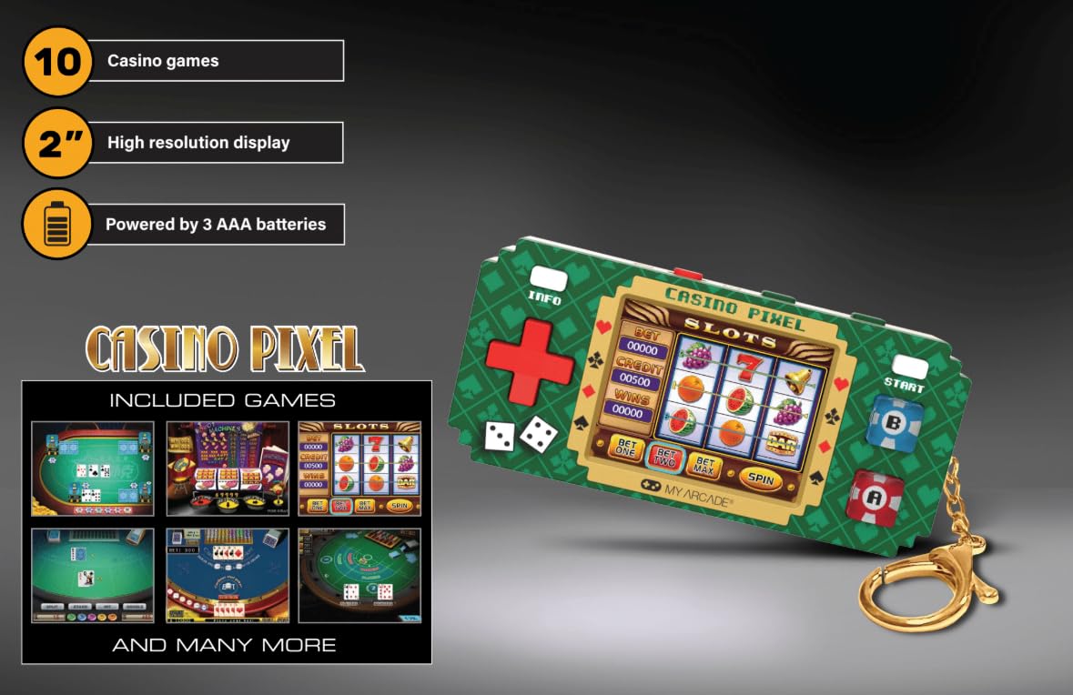 My Arcade Casino Pixel: Casino Video Game, Casino Games, Portable Keychain Arcade, Poker, Slot Machine