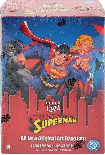 2026 Upper Deck Fleer Ultra Superman Factory Sealed Blaster Box with Chance for Blaster Exclusive Ultra Stars Green Parallels and Other Inserts