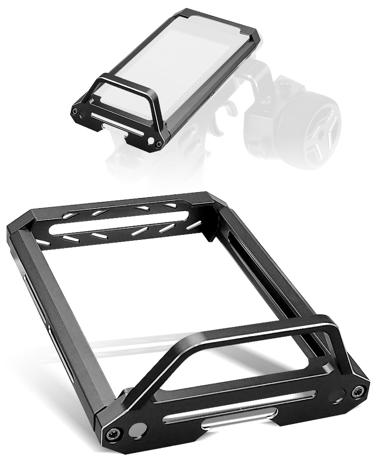 Aluminum Alloy RC Car Transmitter Protector Frame Fit for Flysky Noble NB4 and NB4 Pro/Lite, Metal Bracket Holder Shell Support, Black