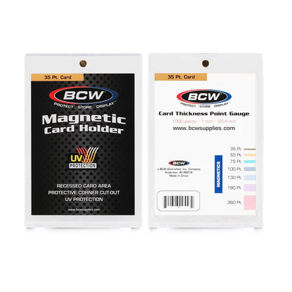 BCW Magnetic Card Holder - 35 PT Thickness - 10 Pack | Protective Display Card Case with Secure Gold Magnet Closure | UV Protection, Quick Access