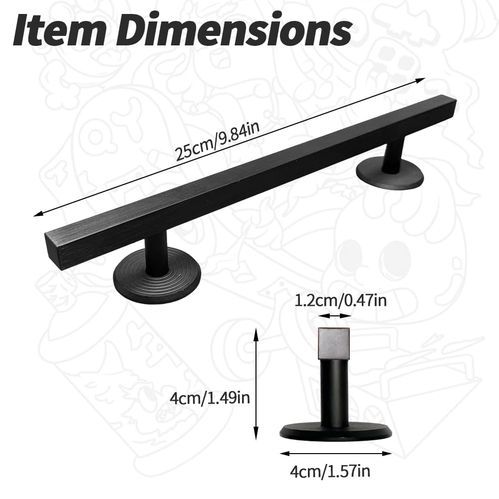 TDHRDHVC 10" Fingerboard Rail - Aluminum Alloy Obstacle with Stabilizing Discs & Non-Slip Base for DIY Skateparks, Cityscapes & Mini Ramp Builders