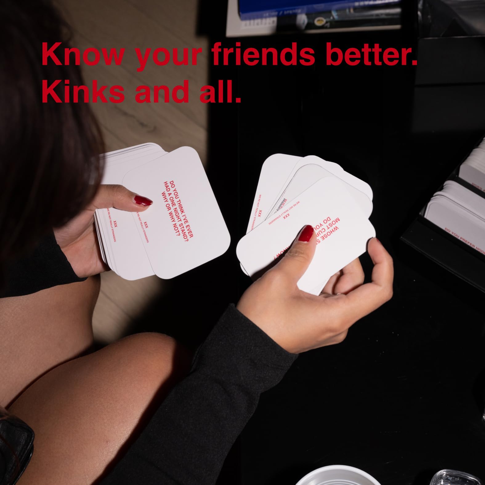 WE'RE NOT REALLY STRANGERS XXX Adult Edition Card Game - 300 Conversation Cards for Memorable Game Nights, Parties, & Bachelorette Parties - Fun Game