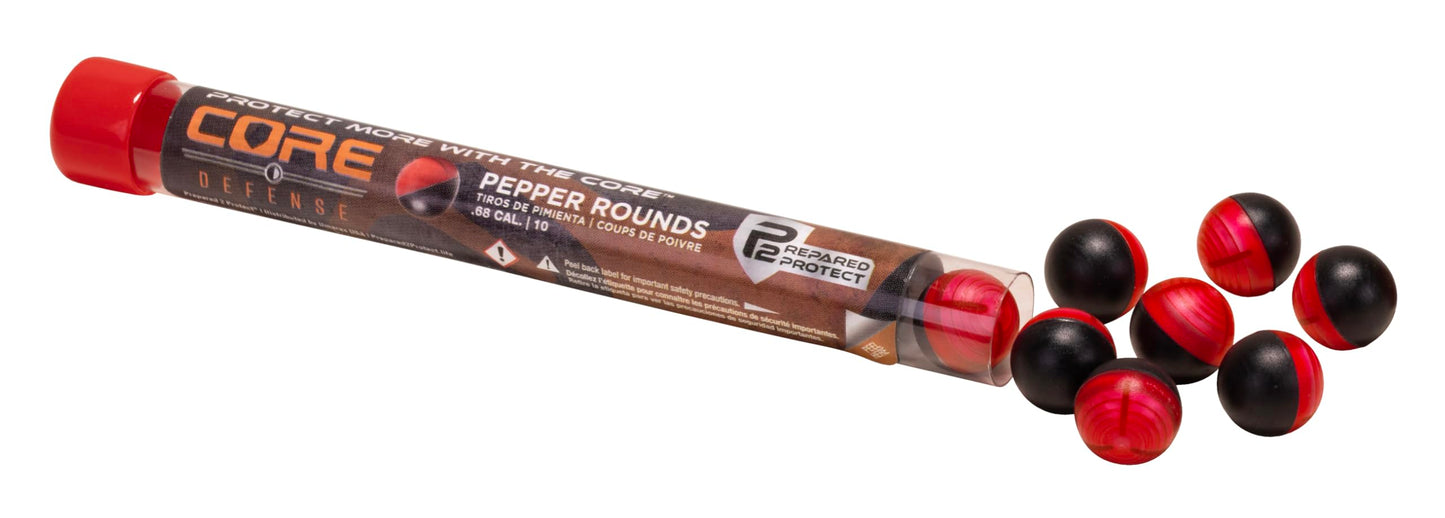 P2P Core Defense .68 Cal Pepper Rounds Non-Lethal Self Defense Ammo, 10 Ct