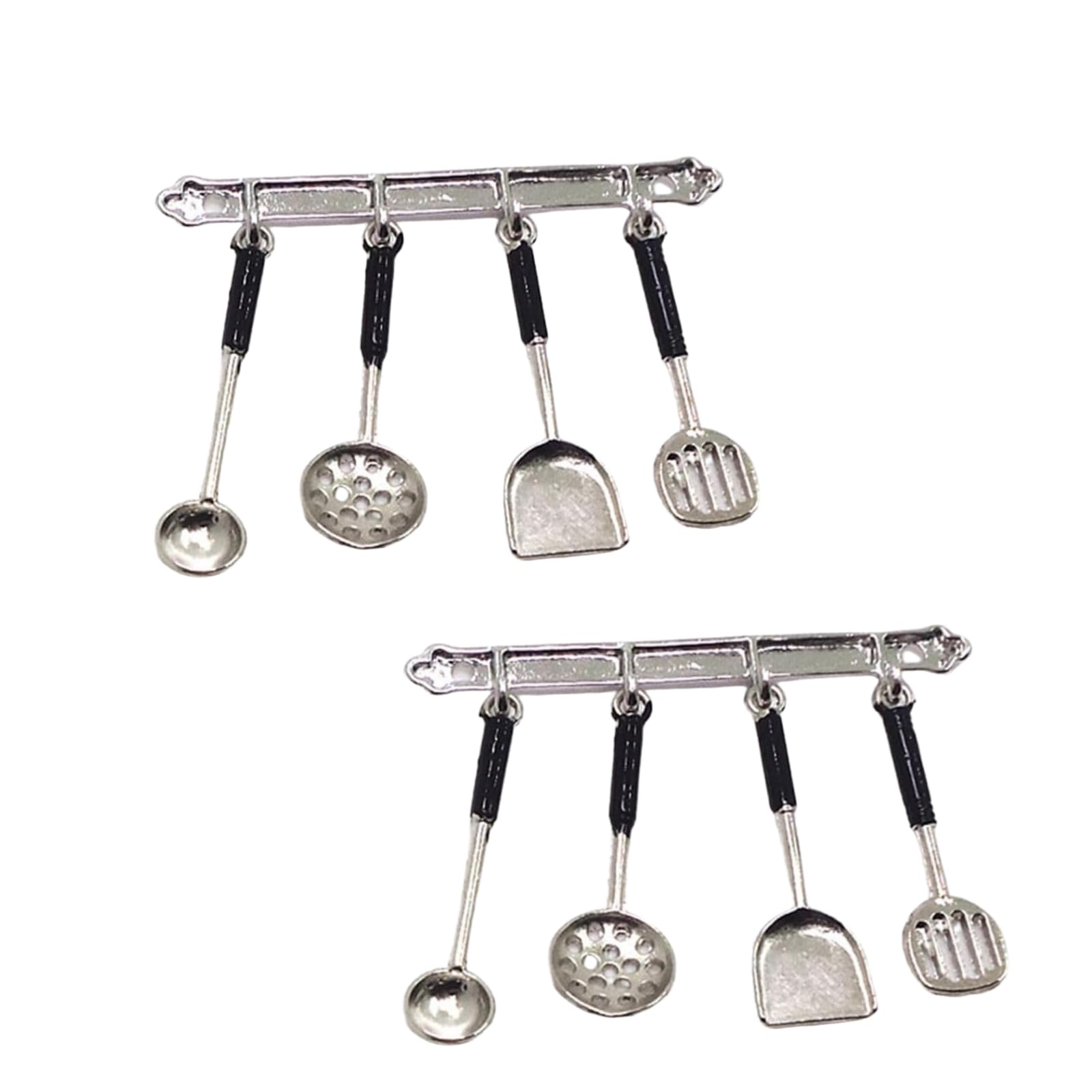2 Set 1:12 Scale Stainless Steel Mini Kitchen Tools for Dollhouses, Realistic Utensil Set for Fairy Gardens, DIY Craft Dioramas and Model Displays