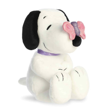Aurora Adorable Peanuts Snoopy Stuffed Animal - Officially Licensed Toys For All Snoopy Fans - Seasonal Plush For The Spring Season - Pink Butterfly 9