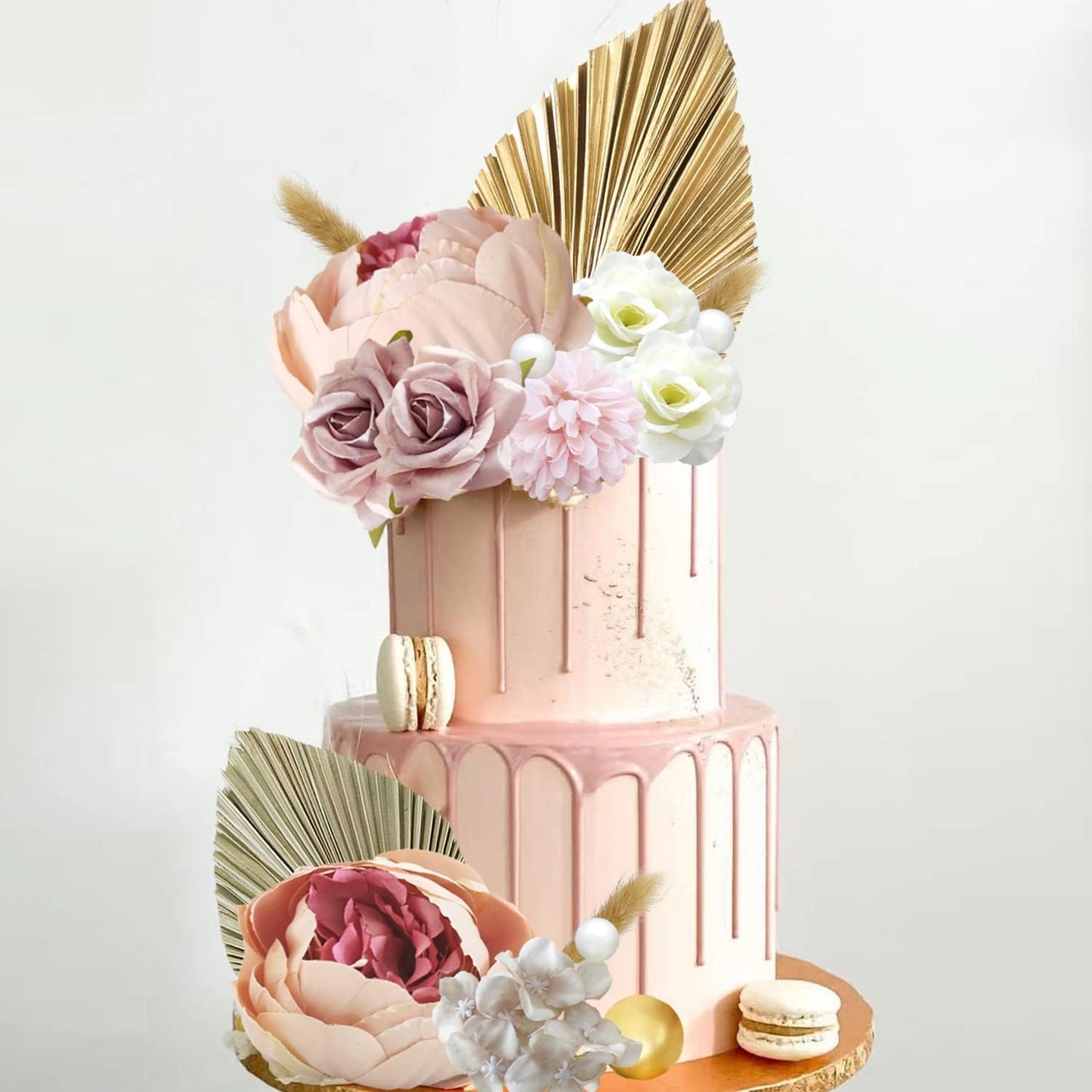 Flower Cake Topper, Boho Cake Topper Artificial Flowers for Wedding Baby Shower Birthday Party Supplies (Boho)