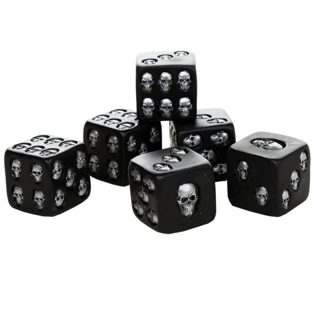 Pacific Giftware Decorative Black Skull Dice of Death 1.5 Inches Each Set of 6
