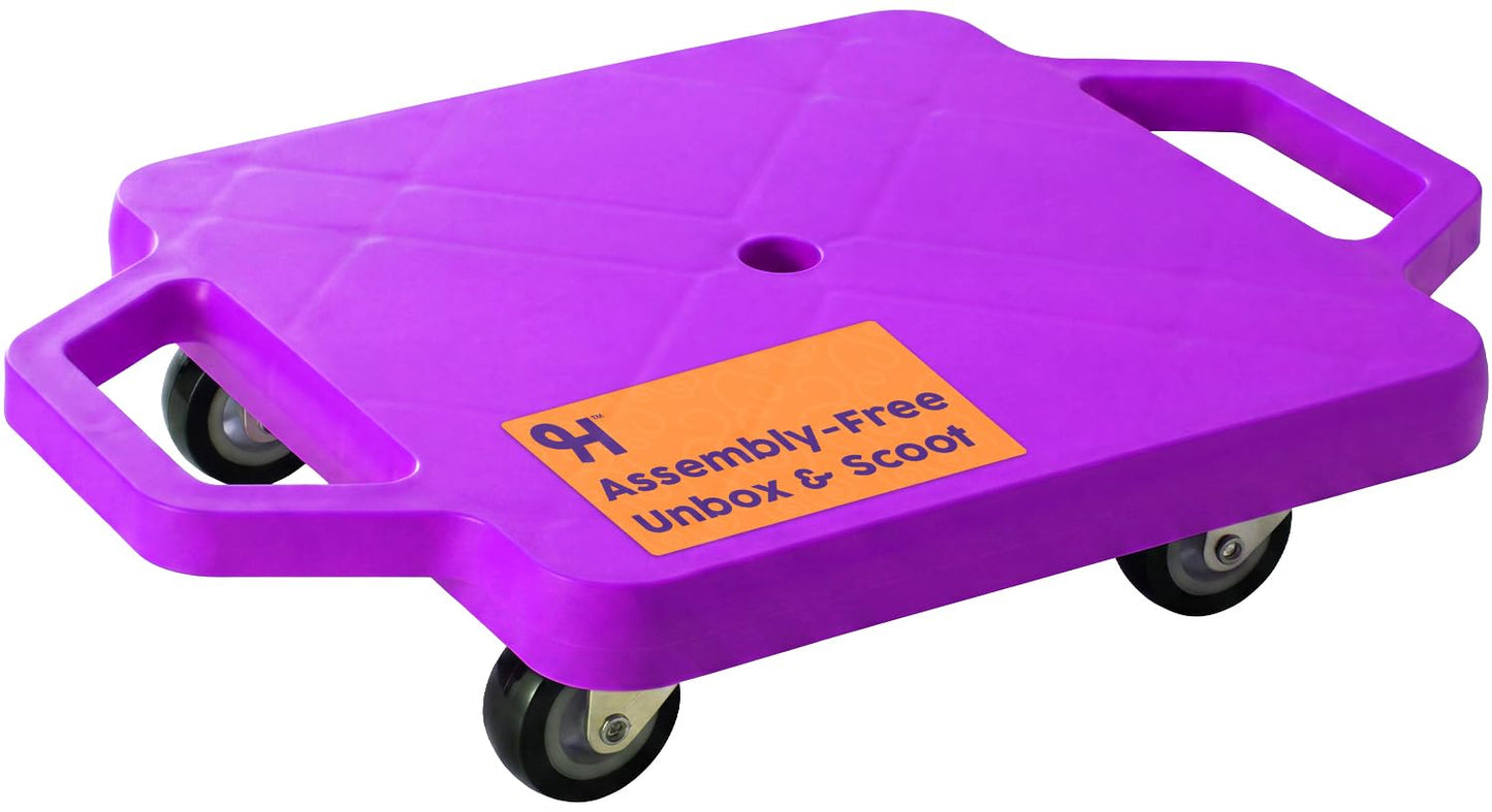 Hurtle Scooter Board for Kids with Safety Handles - Heavy Duty Gym Floor Scooter with 360° Wheels for PE, Indoor Active & Sensory Play - Supports 200