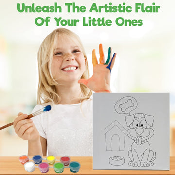 Misco Toys Canvas Paint Party Kits, 11 Piece Art kit Pre-Drawn Outline Canvas for Paint and Sip 8 Colors and Brush Included, Great Gift for Kids 4+