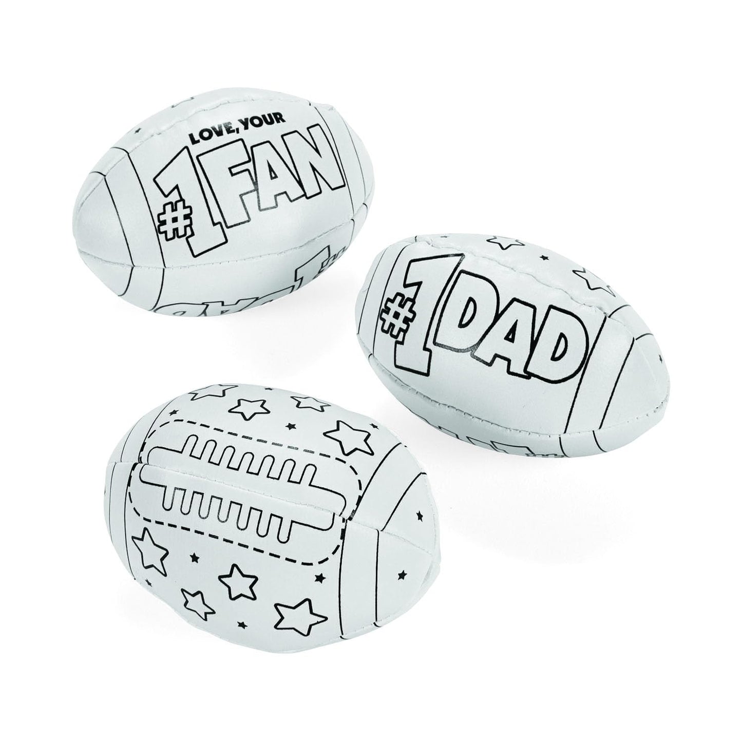 Fun Express Color Your Own Football Crafts for Kids - Set of 12 Small Footballs | DIY Gifts for Boys 8-12 | Football Party Favors & 4 Inch Themed