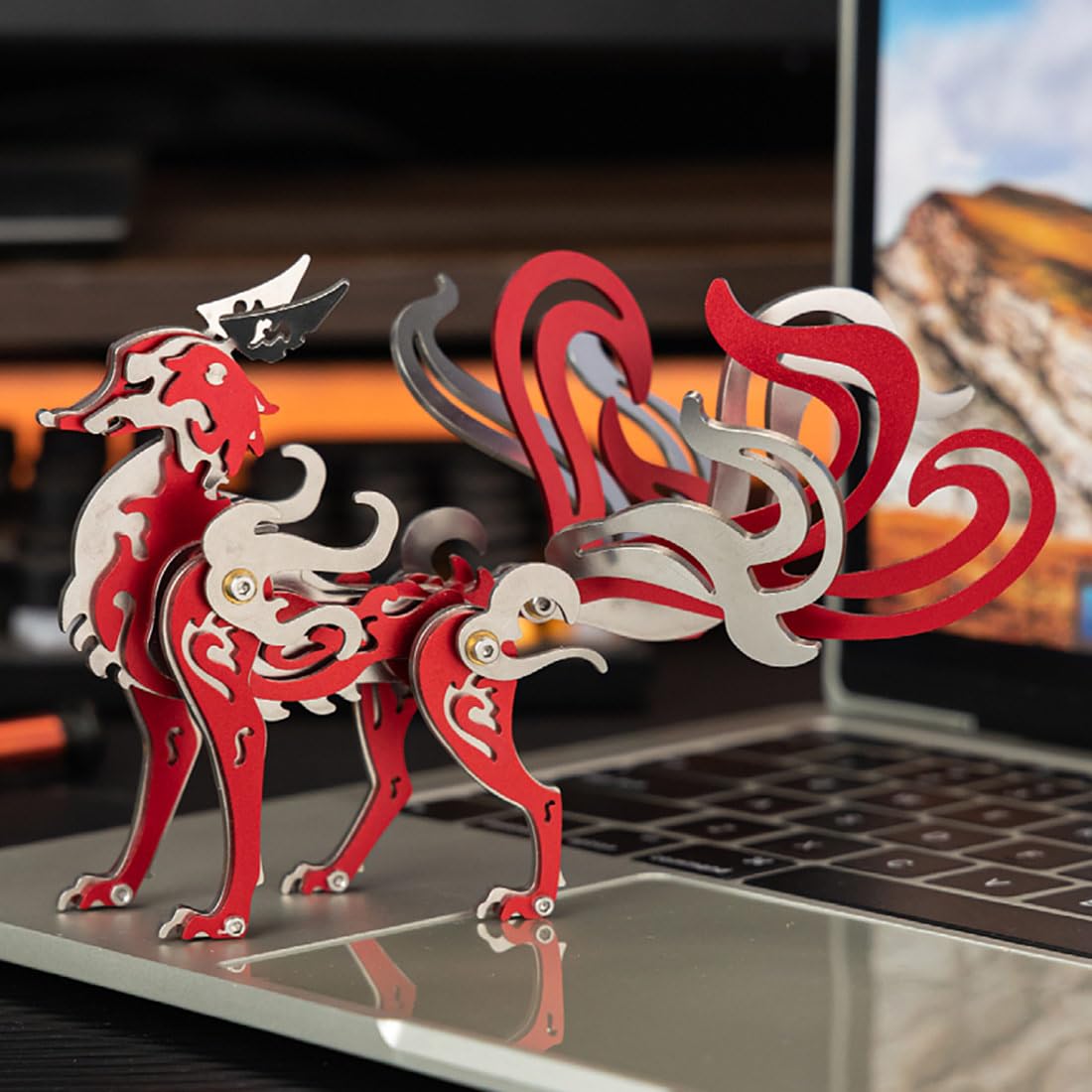YounggDiy 3D DIY Metal Puzzle Kits, 3D Metal Mechanical Nine-Tailed Fox Puzzle Model Kit, 3D Jigsaw Puzzles for Adults, Brain Teaser Puzzle Toy Gift