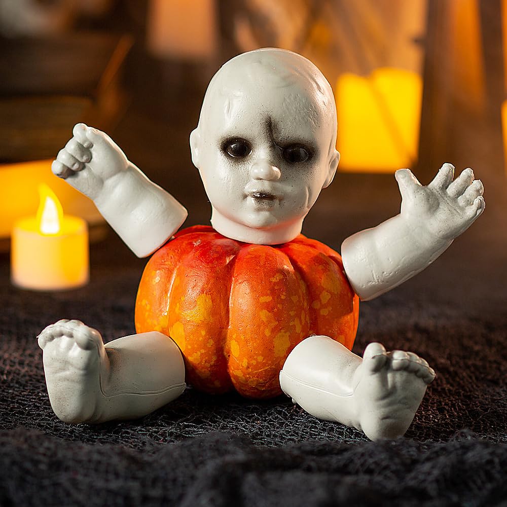 Fun Express Spooky Doll Pumpkin Poke-Ins Halloween Decoration, 5 Pieces