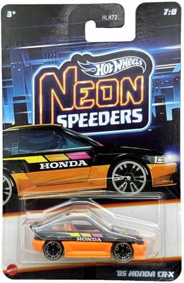Hot Wheels Neon Speeder '85 Honda CR-X [Black & Orange] 7/8, 1:64 Scale Diecast Vehicle